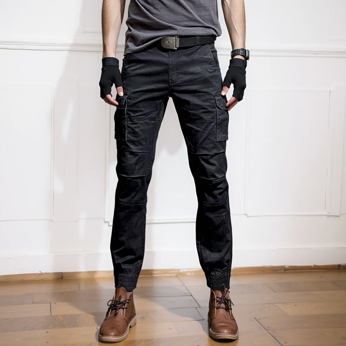 

Мужские брюки для активного отдыха и работы, приталенные, с эластичным поясом, для весны и осени