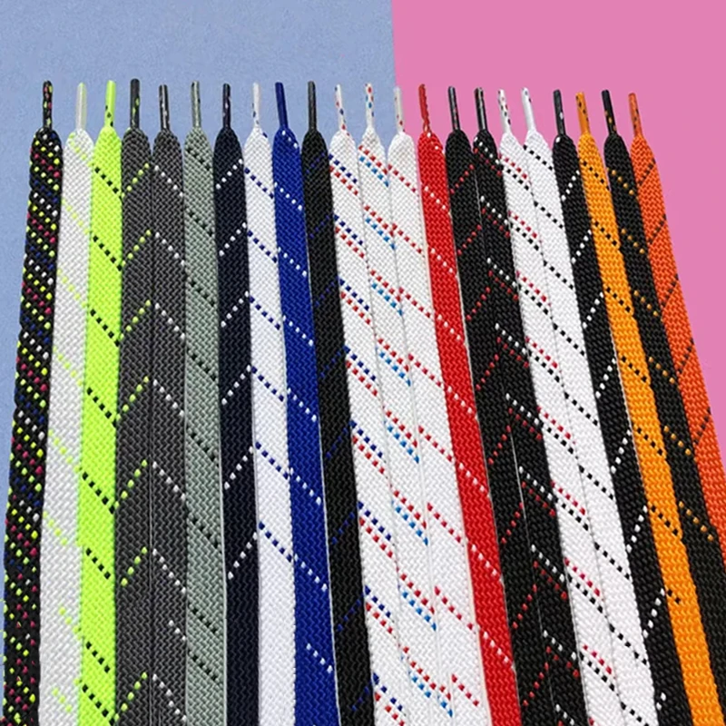 1 paire de lacets de chaussures de couleurs mélangées, lacets plats doubles à rayures noires et blanches, lacets pour baskets et chaussures décontractées