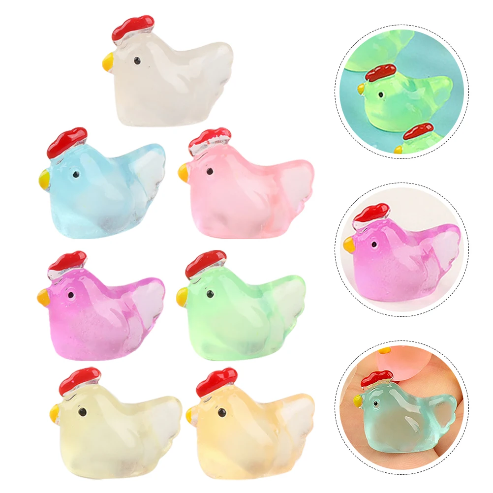 

100 Pcs Home Accessories Chicken Ornaments Little Chickens Micro Landscape Decoration Mini Toys Shine Figures Figurines