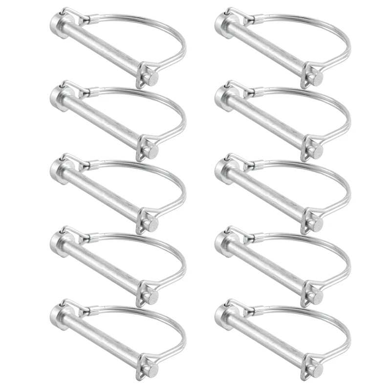 10Pcs Wire Lock Pin, 5/16 Inch Shaft Locking Pin Hitch Pin With Round Arch Wire Retainer For Farm Trailers Lawn Garden