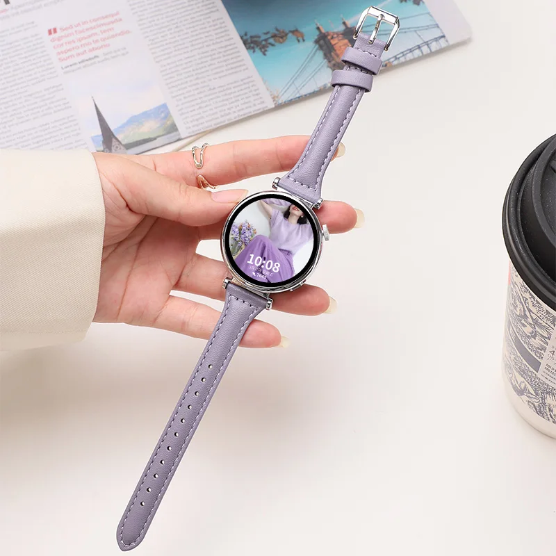 حزام جلدي نحيف لساعة سامسونج جالاكسي 7/FE/6/5/5 pro/4 كلاسيك/أكتيف 2 22 مللي متر 20 مللي متر سوار رياضي ساعة هواوي GT 4-3 باند