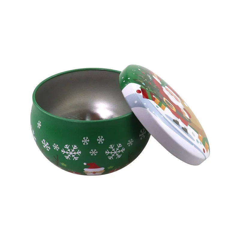 2.2Oz Mini Christmas Tinplate Round Candy Tin Can Candy Tin For Gift Giving Christmas Scented Tin Jars Round Candle Container