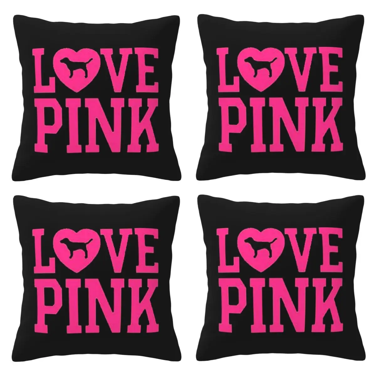Love Pink 4pcs Square Pillowcase Cushion Cover Decorative Pillow Case Throw Pillow Cover for Home Sofa Living Room