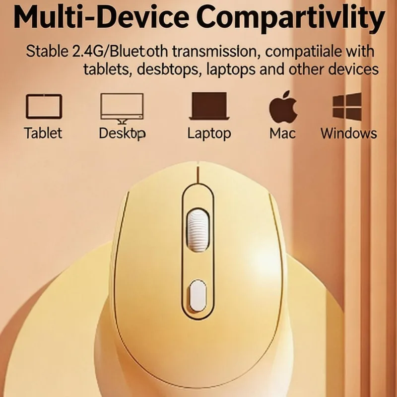 Gradient Wireless Bluetooth Dual Mode Mouse Rechargeable Ergonomic Silent Mice For Laptop Office DPI 800-1600 Dual Connection PC