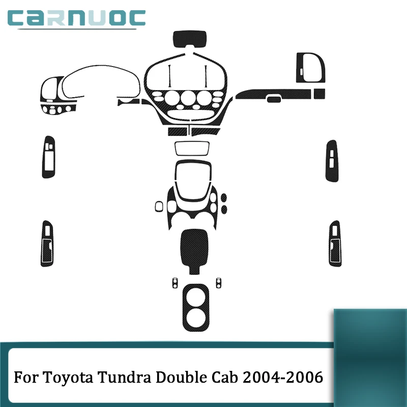 For Toyota Tundra Double Cab 2004 2005 2006 Car Interior Decorative Accessories Carbon Fiber Black Stickers Trim Strip