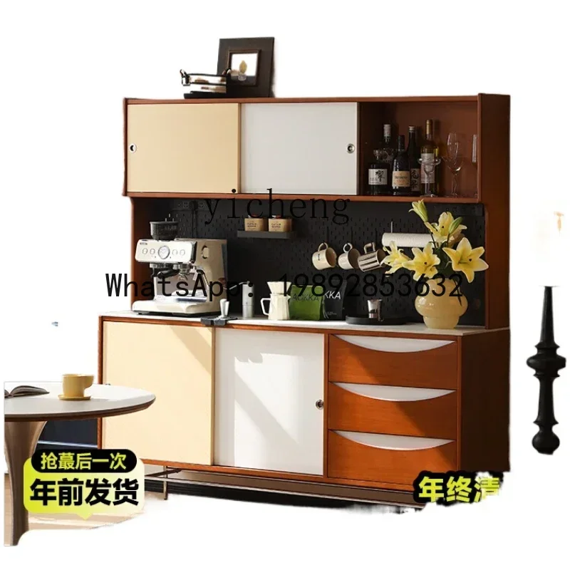 خزانة جانبية لتناول الطعام من الخشب الصلب، تخزين قديم متكامل مقابل خزانة مطعم الحائط، خزانة شاي منزلية بسيطة #3