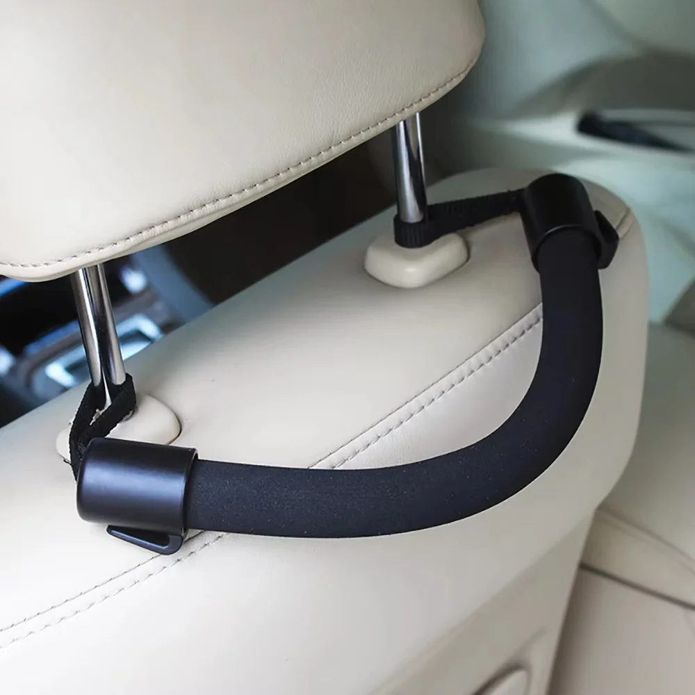 Car Seat Back Soft Armrest Headrest Hanger Armrest Seat Grab Handle Holder Hook Black Soft Anti-Fall Safety Handle Handrail