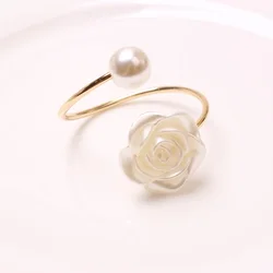 Pearl Napkin Rings Gold Napkin Ring Holders for Wedding Party Formal or Casual Dinning Table Decoration Housewarming Gifts