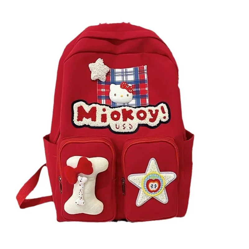 Sanrio-mochila escolar de Hello Kitty para estudiantes, mochila impermeable de gran capacidad, informal y ligera