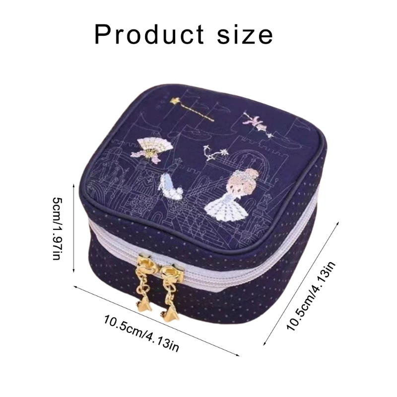 Elegant Jewelry Box with Compartment Handmade Moon Star Embroider Accessories Storage Case Delicate Jewellery Container