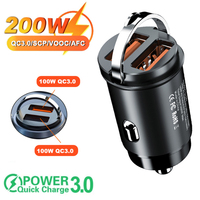 Kebidu Mini Car Charger Quick Charge QC3.0 PD USB Type-C 200W/100W Cigarette Lighter Adapter for iPhone Xiaomi Car Accessories