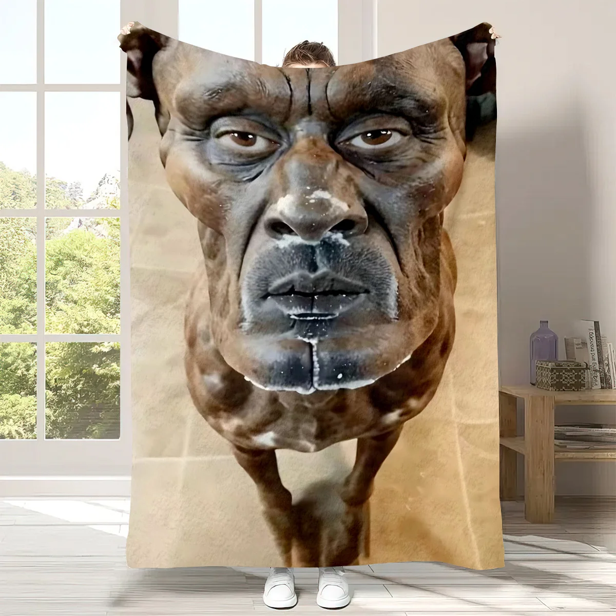 Goofy Ahh Dog Design Flannel Blanket Cat-Like Flannel Blanket Non-Shedding Housewarming Birthday Gift Anime Fan Must-Have Sofa /