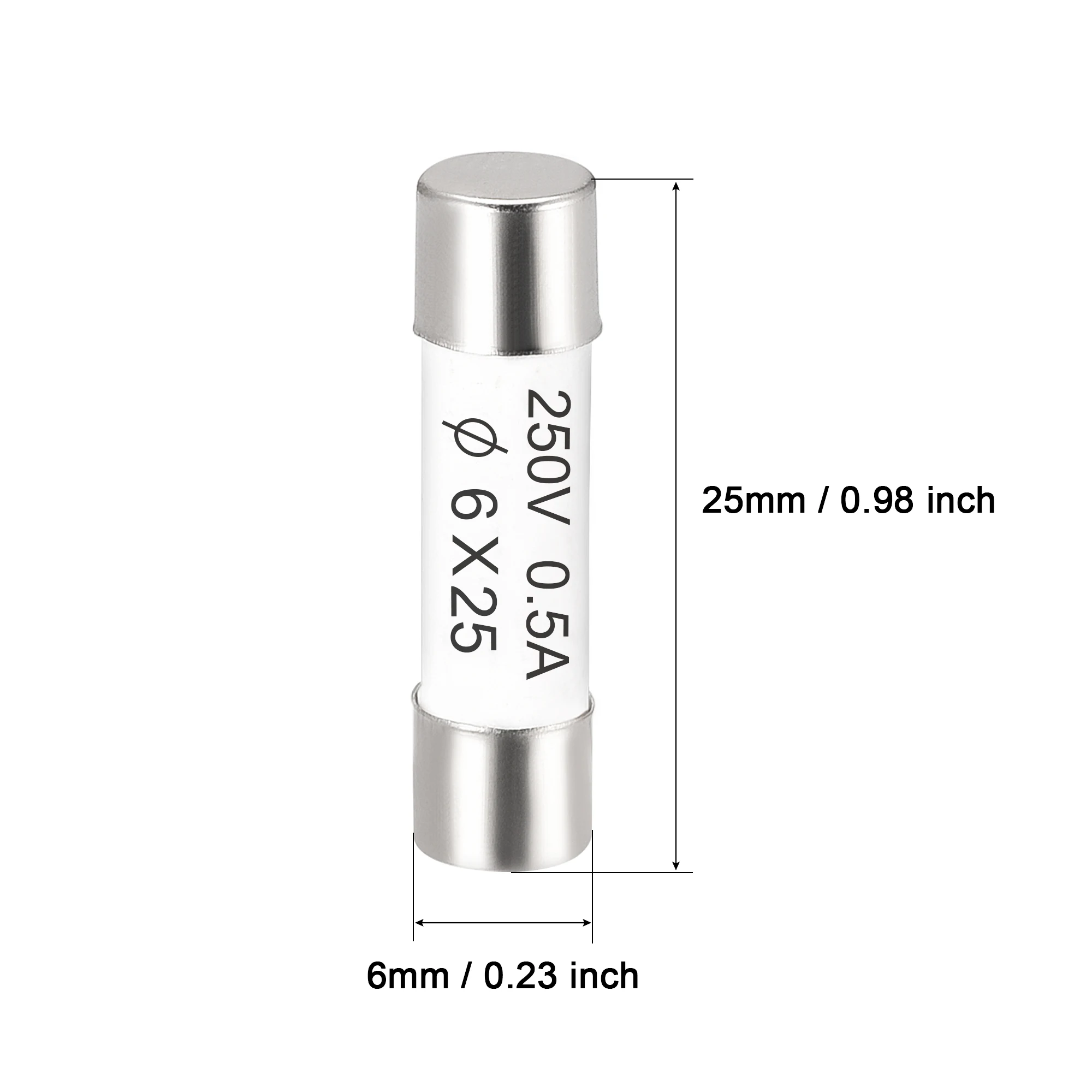 10 pz 250V 6x25mm fusibili per tubi a soffiaggio rapido 0.5A 1A 2A 4A 6A 8A 15A 16A 25A Amp fusibili a cartuccia ceramica fusibili per lampada a risparmio energetico