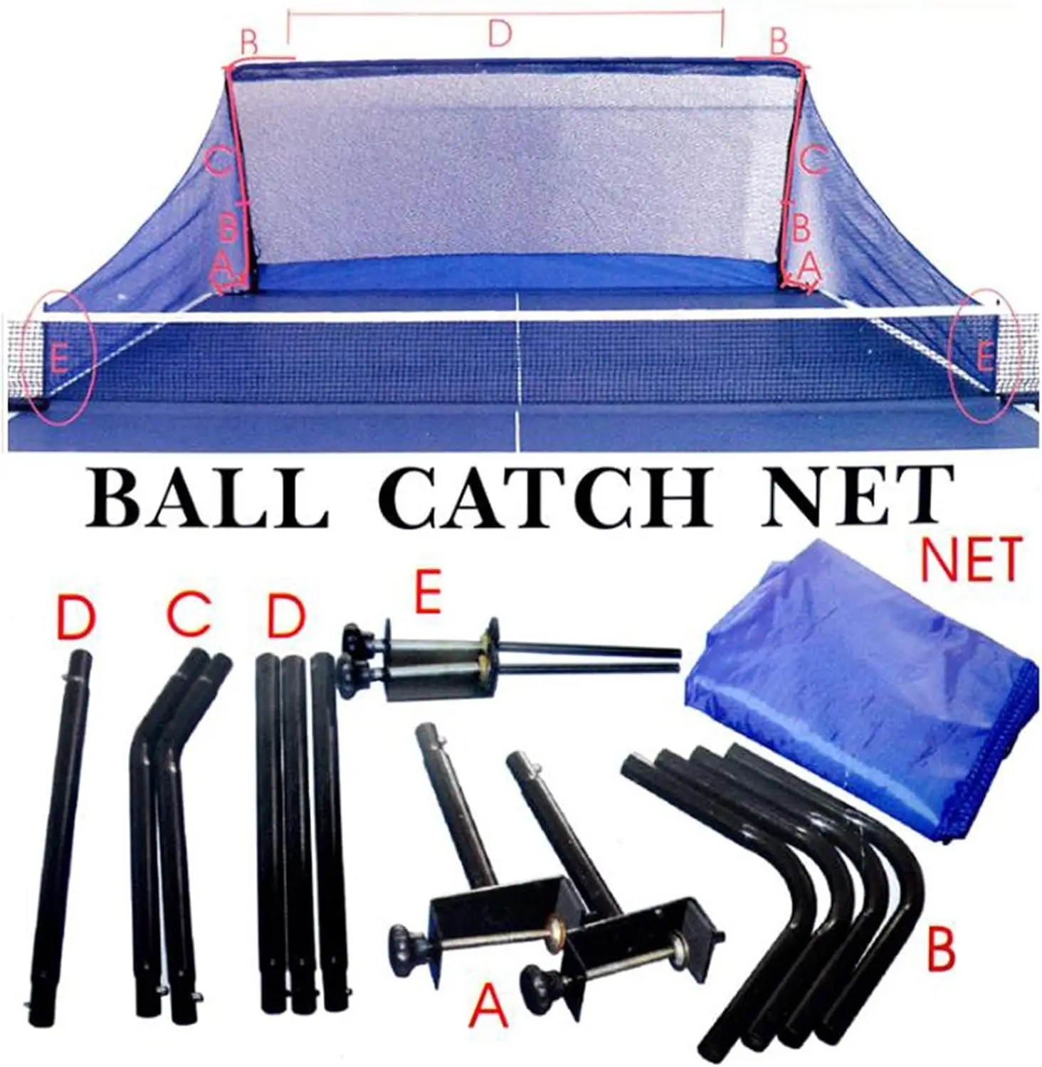 Portable Table Tennis Collecting Net, Recycling Net, Universal Ball Collector, for Single Training Aid  for-HP07/HP-S1001