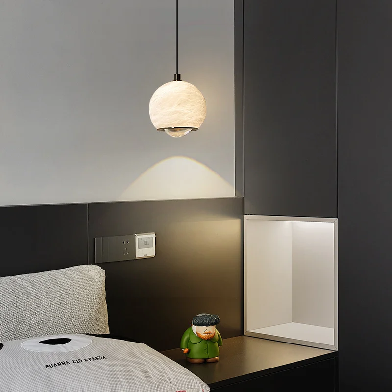 Italian minimalist natural marble pendant light creative round ball headboard pendant light bar counter hotel lighting corridor