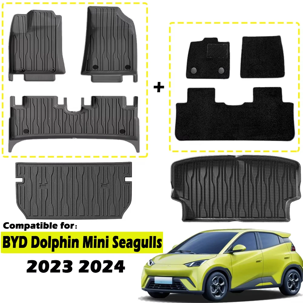 Tappetini in TPE per BYD Dolphin Mini gabbiani 2023 2024, protezione per sedile posteriore antiscivolo impermeabile per tutte le stagioni fodere per