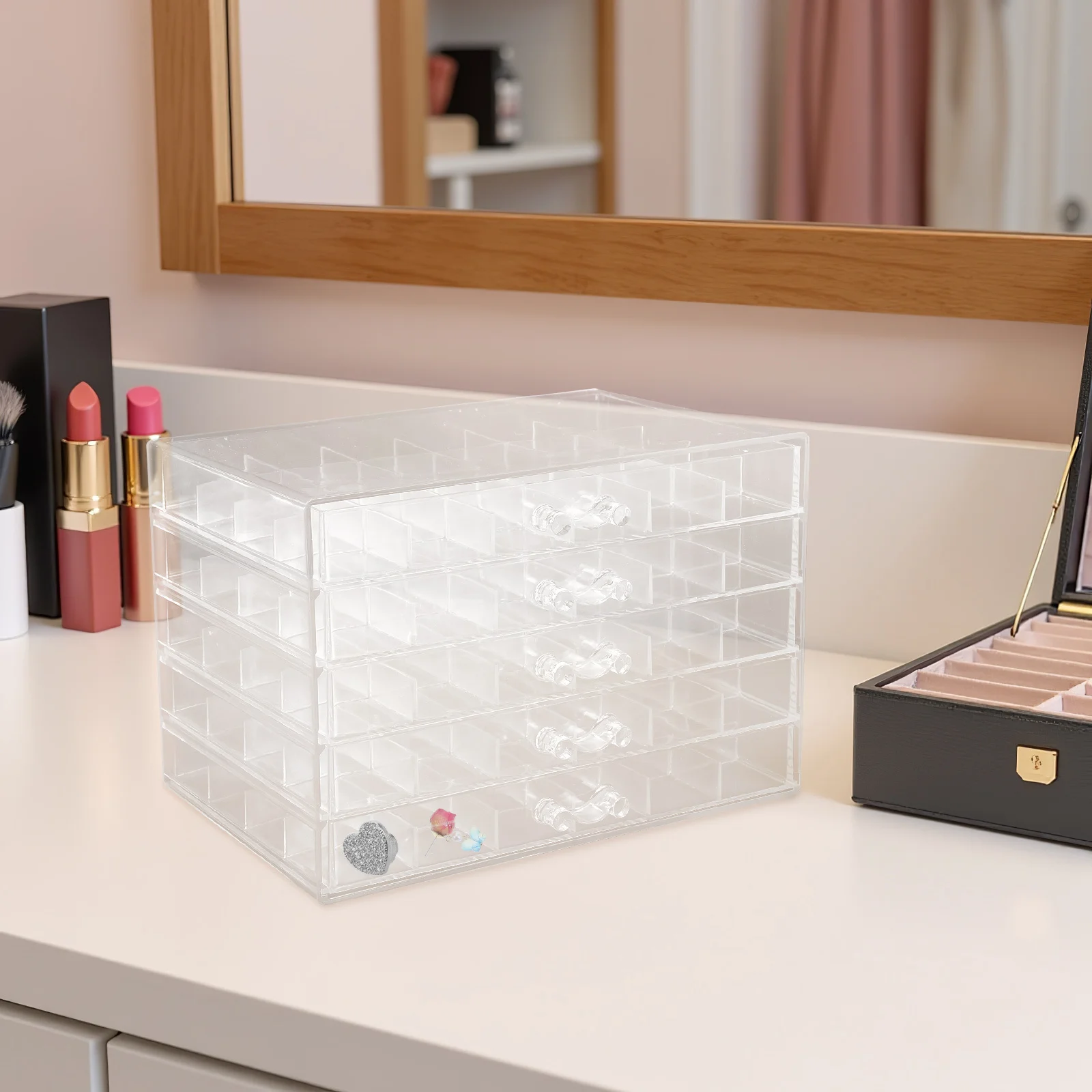 

Acrylic Earring Organizer Box 120 Compartments 5 Drawers Transparent Jewelry Storage Case Display Stand for Earrings Rings