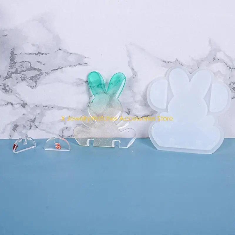 

31KD Easter Bunny Mold Non-Stick 3D Rabbit Epoxy Resin Mold Silicone Soap Mould for Home Decoration DIY Crafts