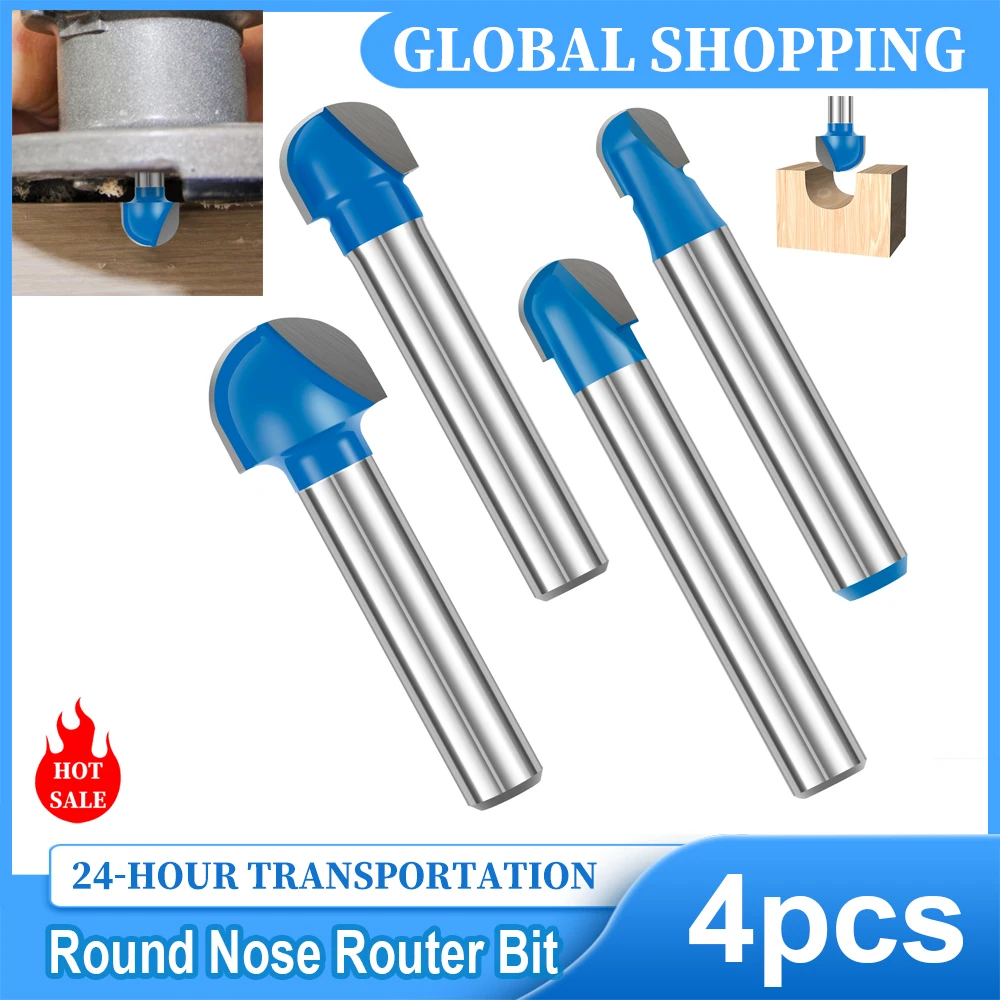 1/4inch 5/16inch Shank Ball Nose End Mill Round Nose Cove CNC Milling Bit Radius Core Box Solid Carbide Router Bit Tools
