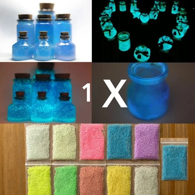 1X Colorful Fluorescent Super Luminous Particles Glow Pigment Bright Glow Sand Glow in the Dark Sand Kids DIY Toys