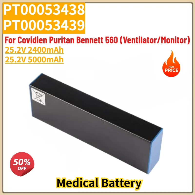 

Brand New 2400mAh 5000mAh PT00053438 PT00053439 High Quality Battery For Covidien Puritan Bennett 560 (Ventilator/Monitor)