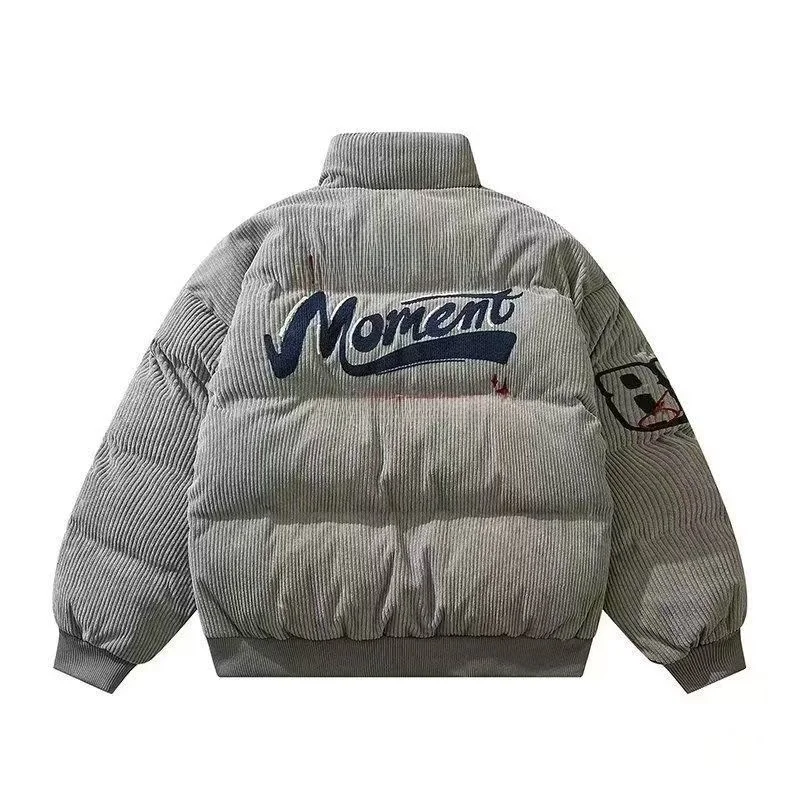 

Thiened Cotton Padded Jaet Men's Winter New Sle American Retro Trendy Brand Loose Fit Warm Outerwear Embroidered Cordur...