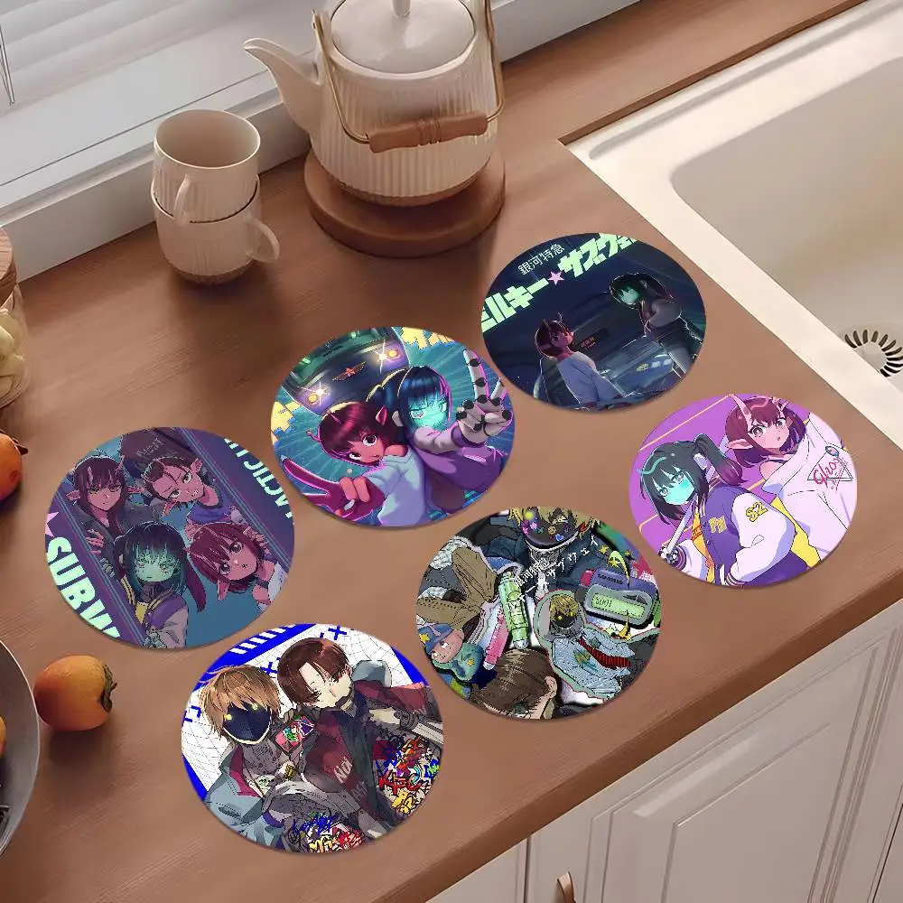 

Popular M-MILKY S-SUBWAY Anime Coasters 10cm Round Wooden Suitable For Drinks Tea Coffee Home