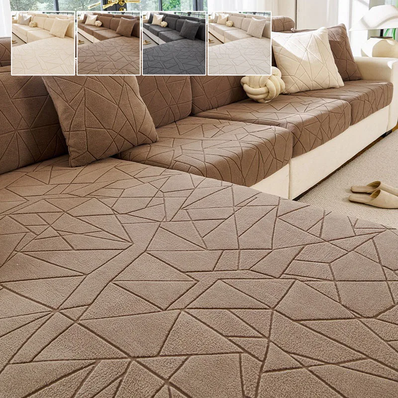 Luxury Stretch Jacquard Sofa Cover, Non-Slip Full Coverage Couch Slipcover, Scratch Proof Furniture Protector for Pets Cats Dogs