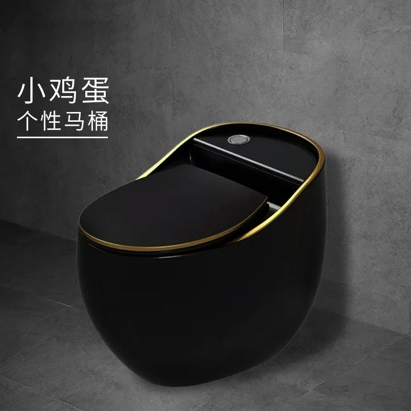 Matte black egg-shaped toilet flush siphon toilet personalized creative household toilet hotel