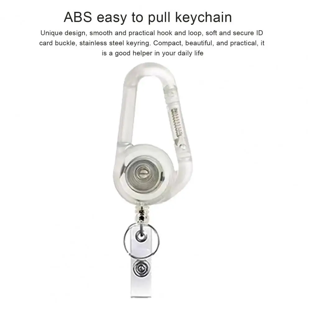 Titular crachá retrátil com mosquetão para escritório, carabiner carretel, portátil, leve