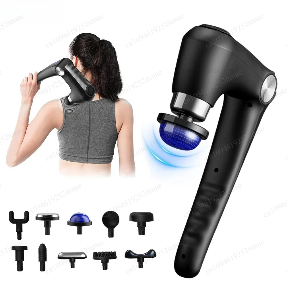Foldable Fascia Gun with Extended Handle Hot Cold Compress Body Massager