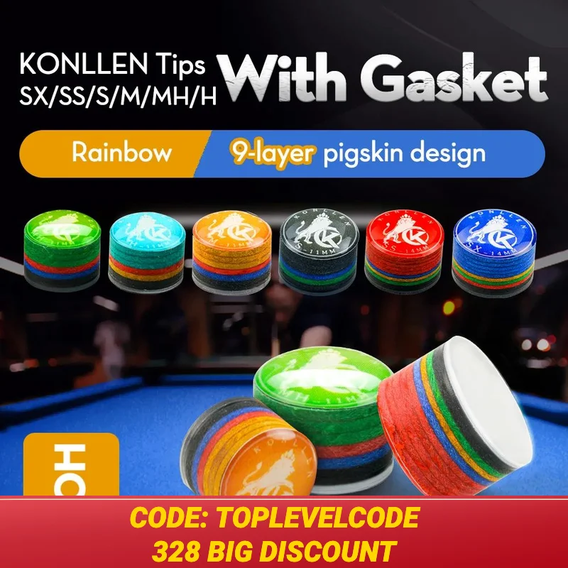 KONLLEN Rainbow Tips Cue Tips 11/14mm Multilayer Cuetips Snooker Hardness S/SS/SX/M/MH/H Pig Skin CRICAL Cue Tip Accessories