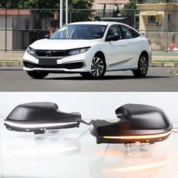 1 Pair LED Mirror Cover For Honda Civic 2016 2017 2018 2019 2020 Flowing Side Rear-View Replacement Blinker Turn Signal DRL