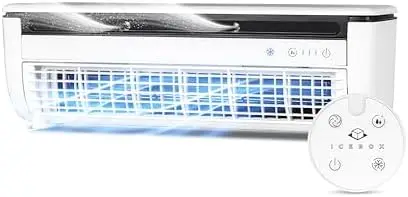 

ICEBOX Cooling Mist Fan with Humidifier – 8-Hour Runtime, 3 Speeds, USB-C, Remote, Portable Desk or Wall Fan – IBCF200W