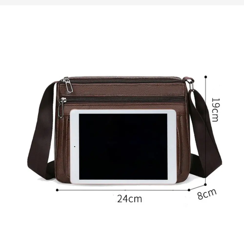 New PU Leather Men\'s Crossbody Bag Waterproof Phone Bag Shoulder Bag Large Capacity Casual Handbag Business Man Messenger Bag