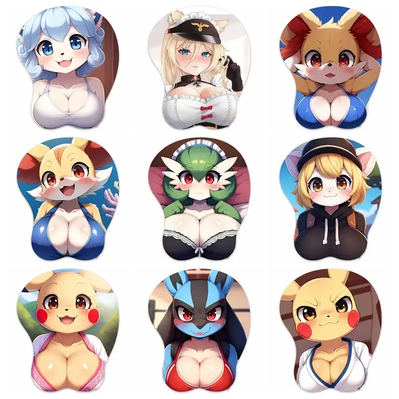 3D коврик для мыши Vulpix / Bismarck / Fennekin / Julia / Kimono / Karate Коврик для мыши Грудь Игровая подставка для запястий Коврик для мыши BoobpadDI DIYAim