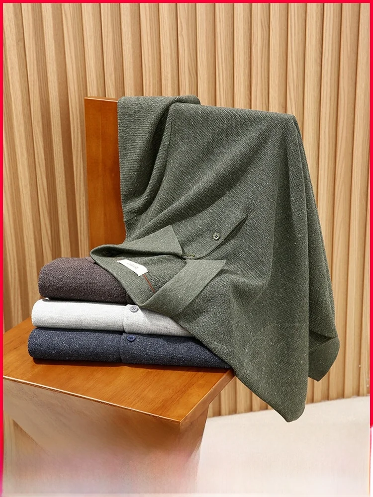 

Мужская трикотажная рубашка из льняной смеси с коротким рукавом для деловых поездок и повседневной носки, весна-лето, универсальная, стандартный крой, с воротником...