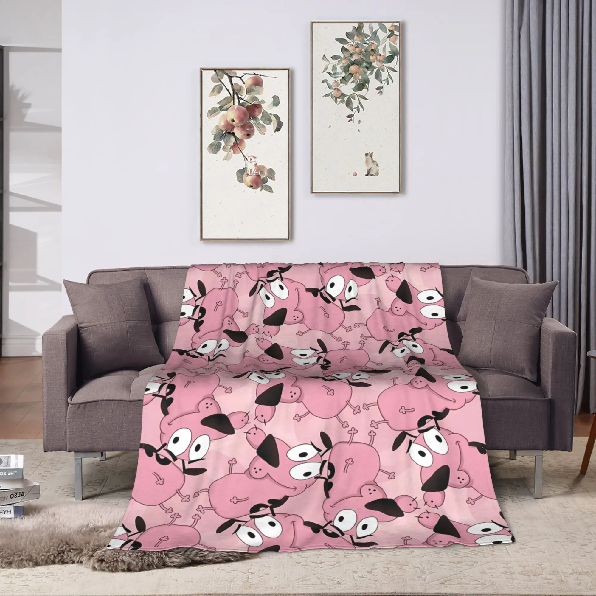 Warm Soft Blanket Girls Boys Camping Cartoon Courage Cowardly Dog Throw Blanket  Flannel Bedspread For Bedroom Sofa Bed Cover