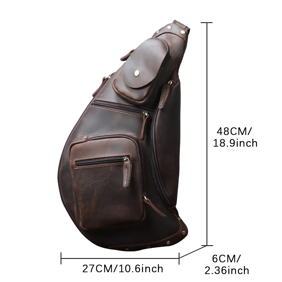 S.WORKER Echtleder Herren-Umhängetasche | Retro Crazy Horse Leder Tagesrucksack Umhängetaschen für Männer – Detail 3