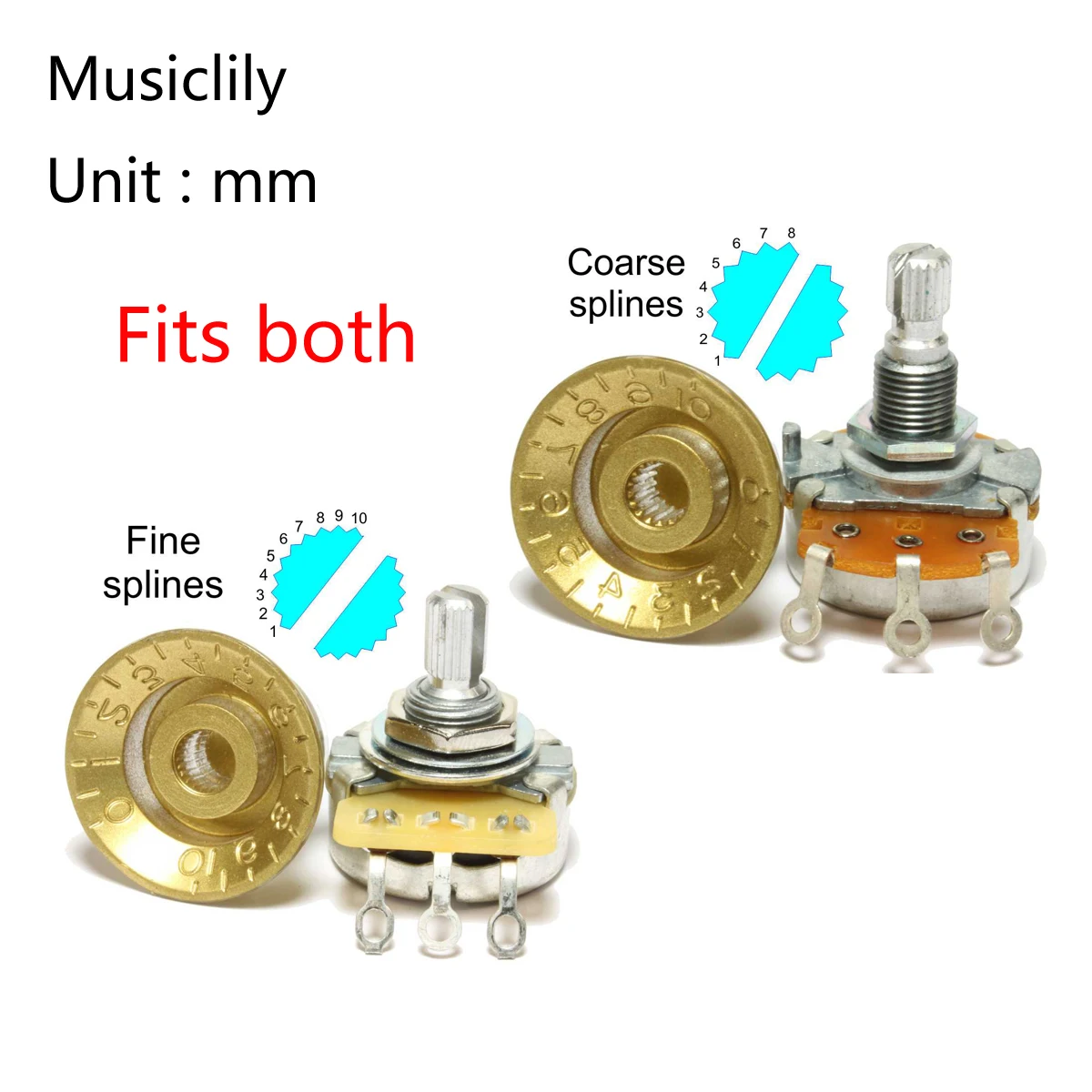 Musiclily Ultra Universal Fitting Size ST Knobs 2 Tone 1 Volume Set for Fender ST Electric Guitar, Parchment