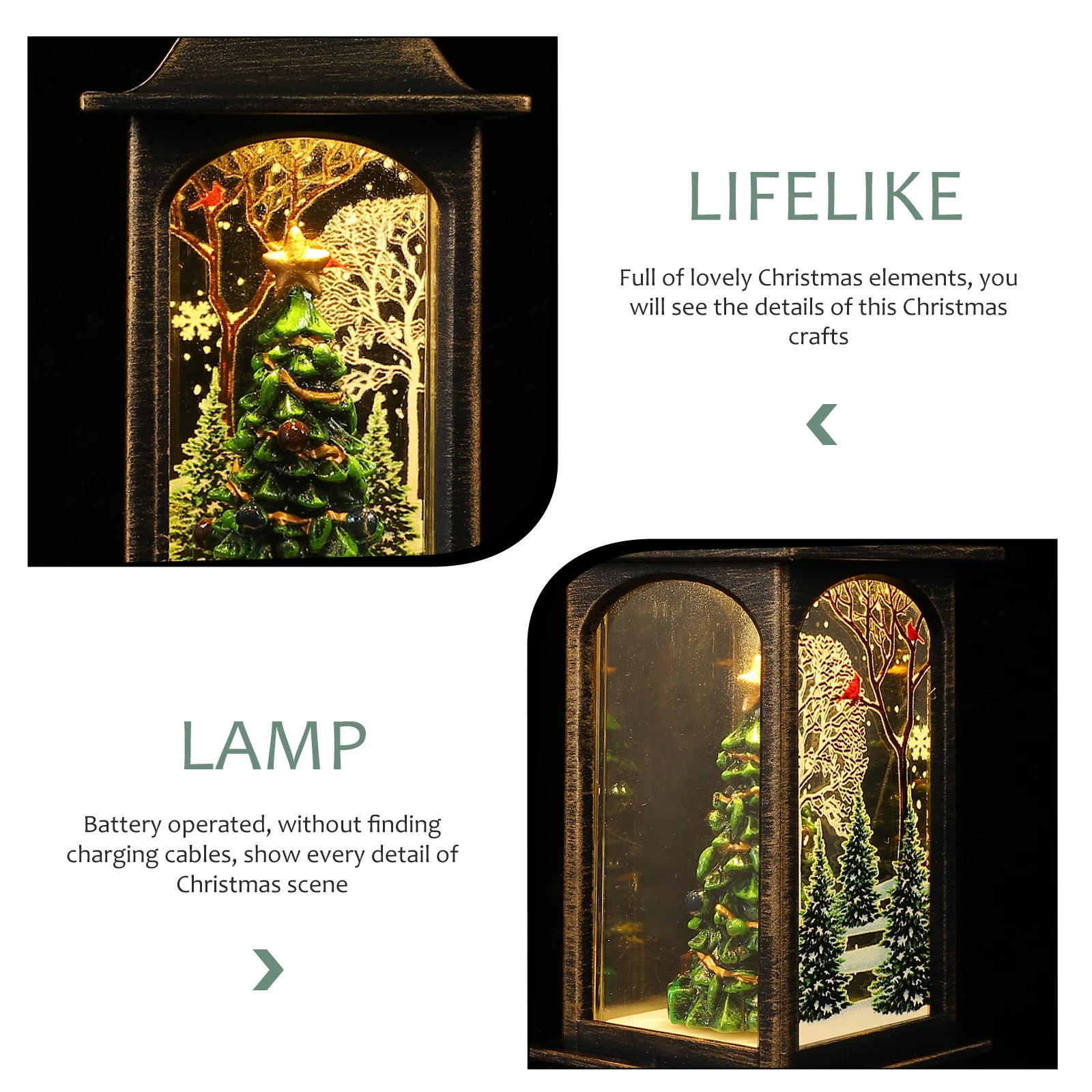 

Mini Christmas Light Operated Tabletop Night Lamp Xmas Glowing Lantern Decor Christmas Scene Prop Desktop Ornament