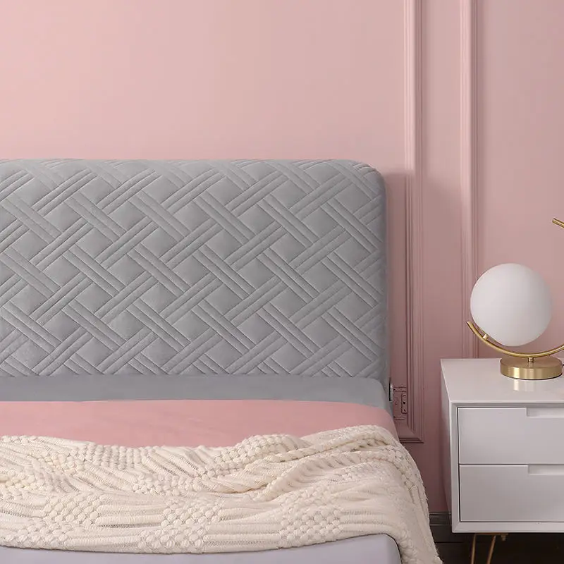 European Thicken Soft Plush Quilted Headboard Cover Solid Color Pink All-inclusive Velvet Bed Head Cover 180x70cm