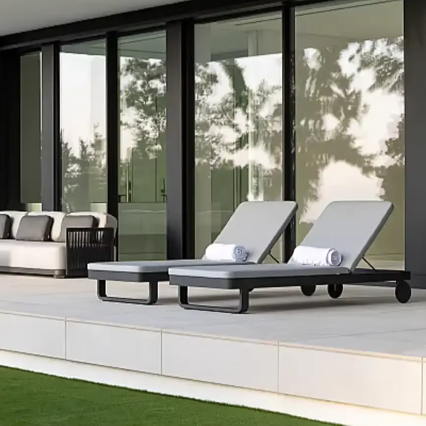 & Luxury  Outdoor All Weather Hotel Outdoor Swimming Pool  Lounge  Aluminum Chaise Beach Lounge Chair