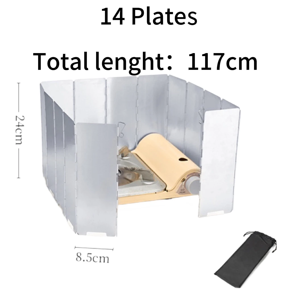 8/10/12/14/16 Platen Kachel Voorruit Aluminium Kachel Windscherm Met Trekkoord Tas Voor Camping Brander Winddicht Scherm - afbeelding 1
