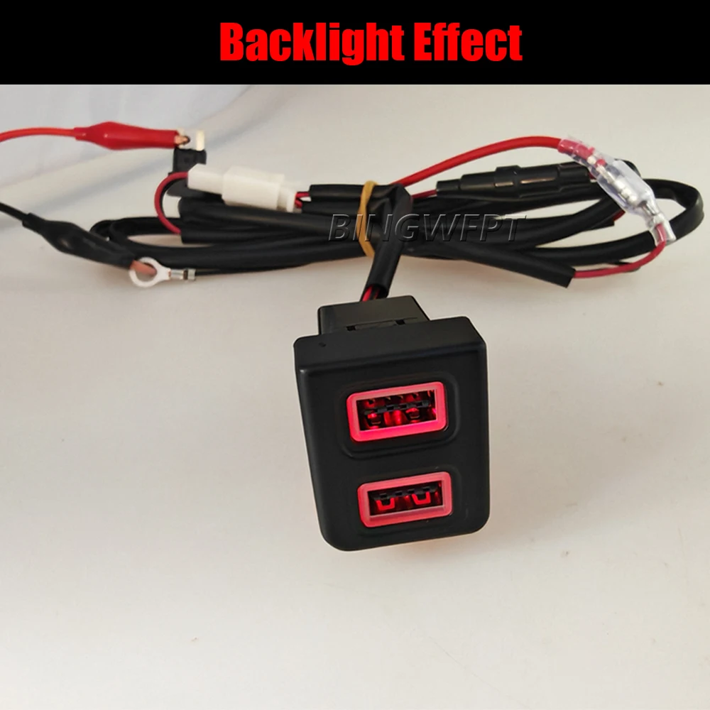 High Quality Car Quick Charger Red Light Dual QC3.0 USB Interface Socket With Fuse For Volkswagen Multivan T5 03-07 2009-2015