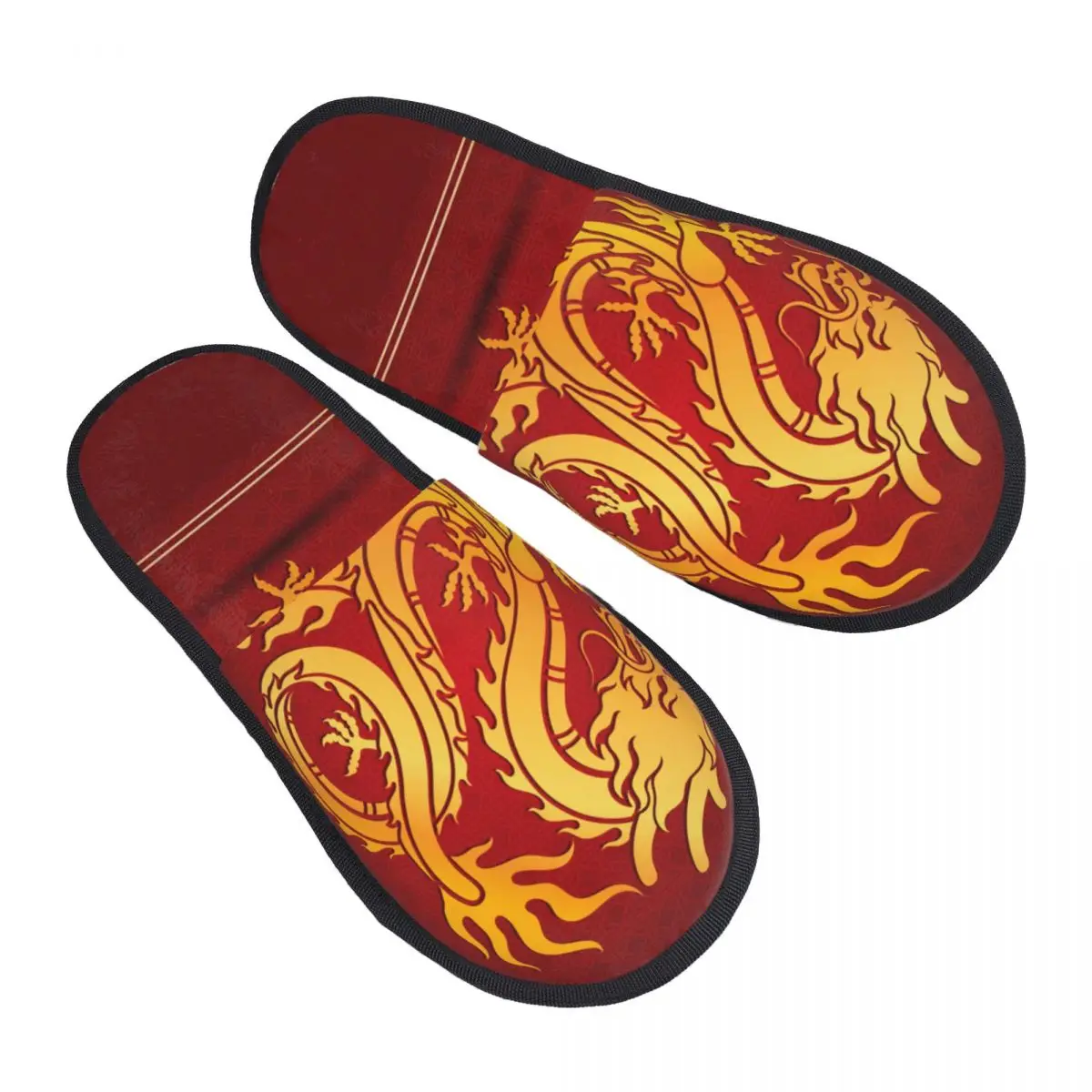 

Winter Slipper Woman Man Fluffy Warm Slippers Traditional Chinese Dragon House Slippers Shoes
