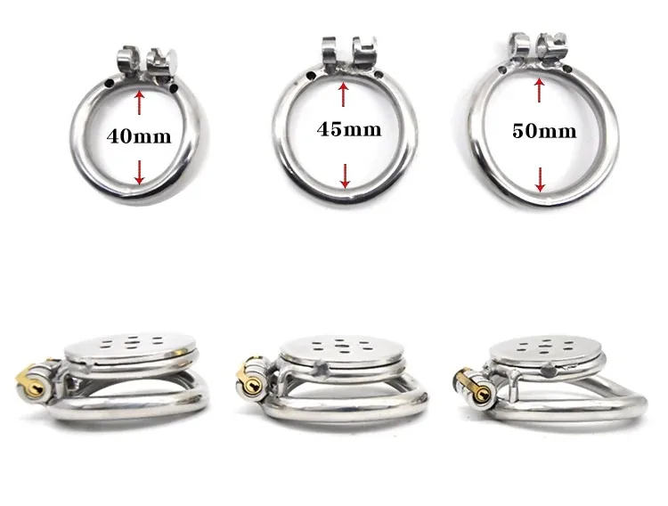 Ultra-small metal flat CB lock chastity device stainless steel arc penis ring chastity cage adult products sex toys