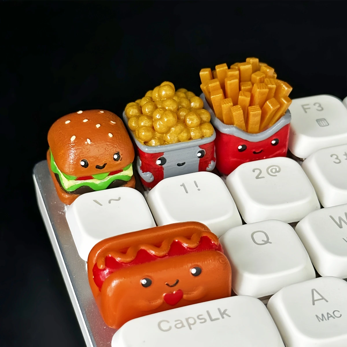 

Personalized Hot Dog Burger Hamburger Keycaps for Mechanical Keyboard Cross Axis Keycap Set Customizable Retro Style Food Theme