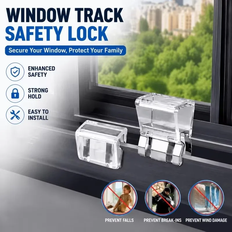 6-Piece heavy-duty sliding window lock, screen fixing clip, window rail fixing safety clip, screen window and door safety plug