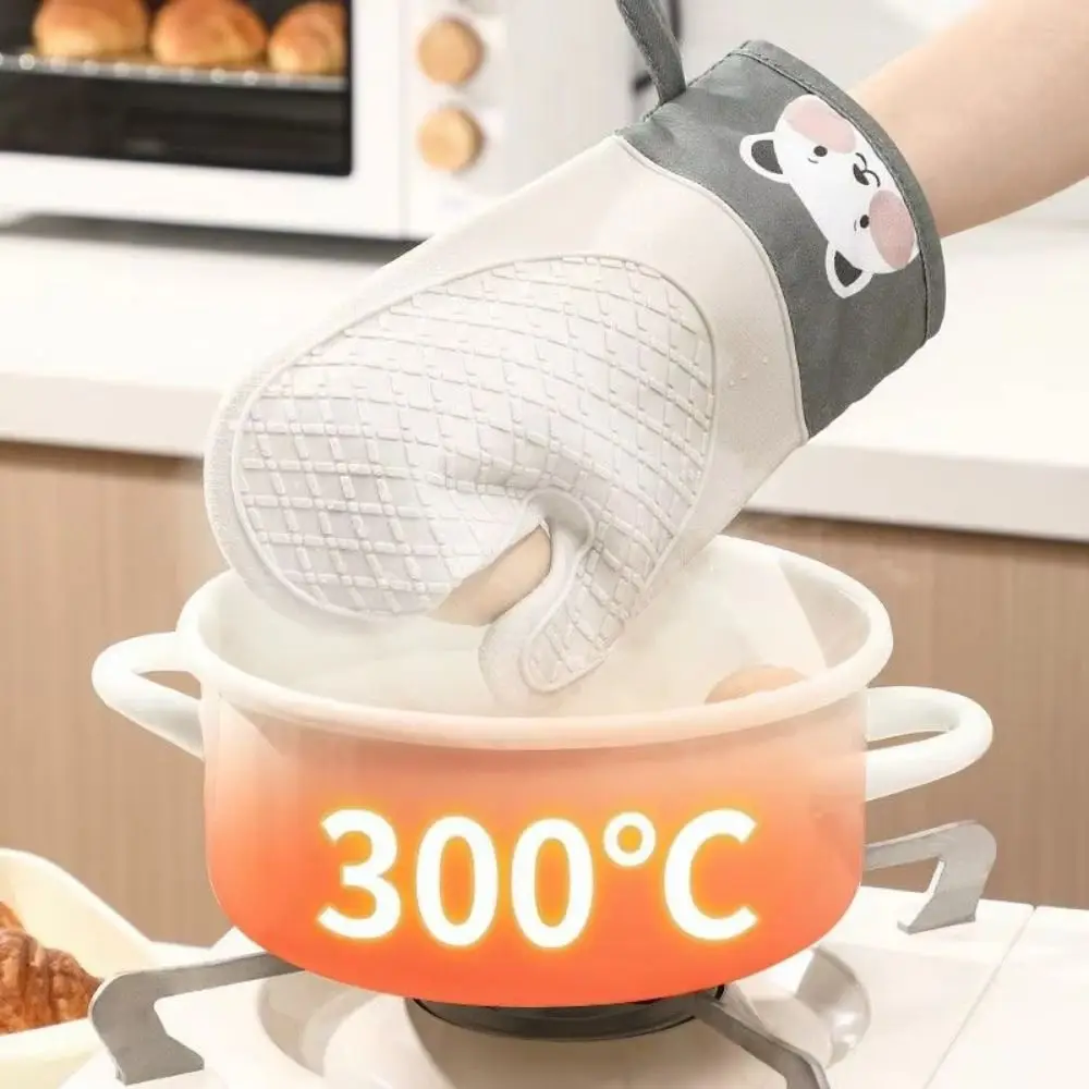 

2Pcs Comfortable Thickened Silicone Insulation Gloves Heat Resistant Non-slip Oven Mitts Cute Anti Scald Baking Mitts Barbecue